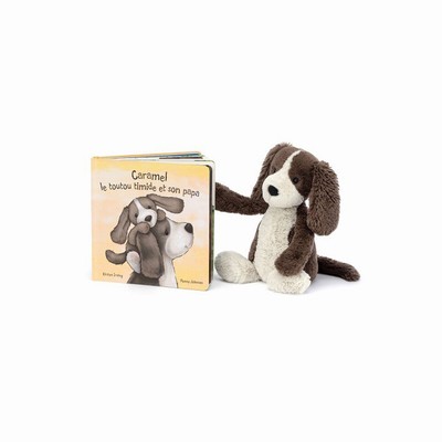 Jellycat Caramel Le Toutou Timide Et Son Papa & Bashful Fudge Puppy Medium USA | 64107VARQ